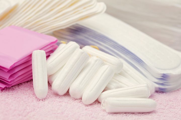 stacks of pads and tampons