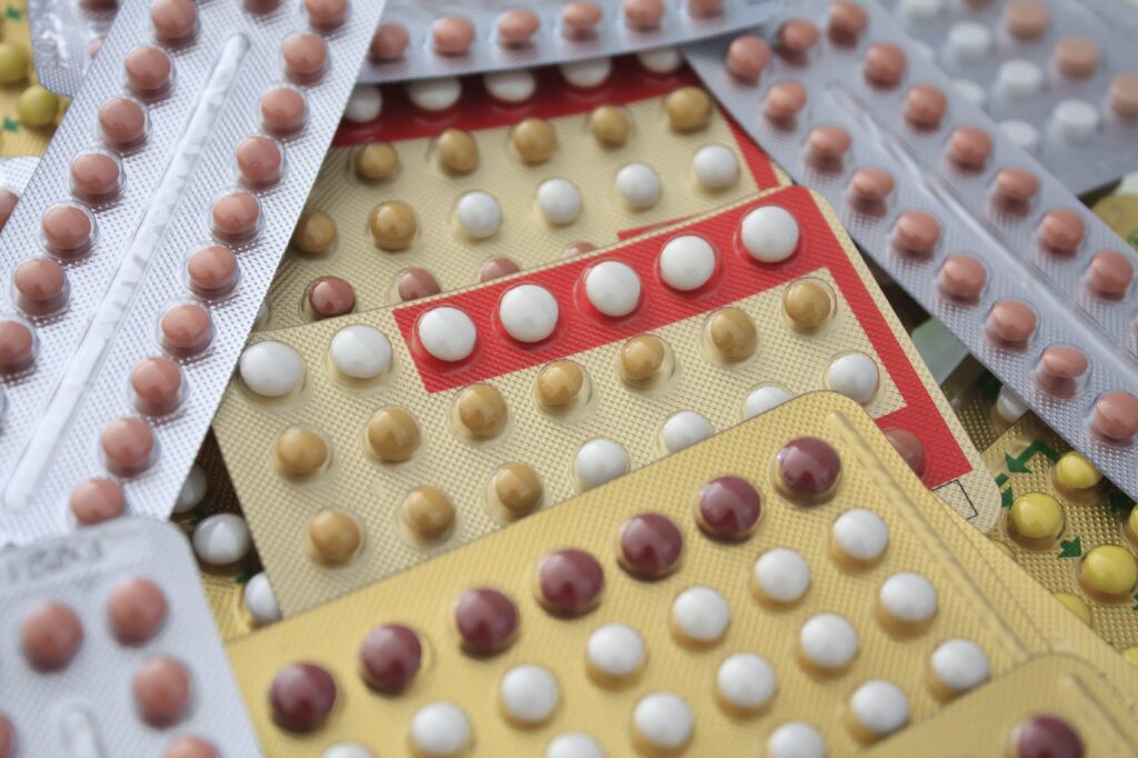 Colorful oral contraceptive pill